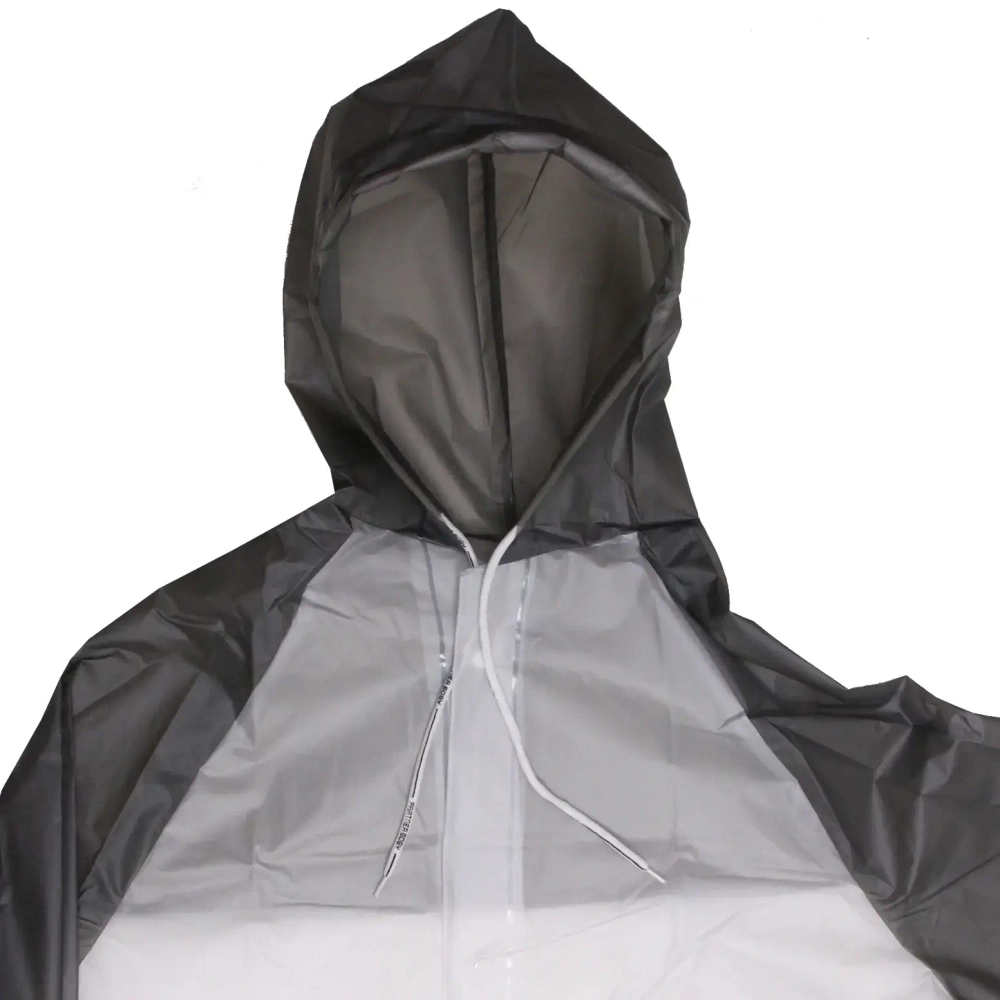 Дождевик-плащ 140 Мкрн 115*65см «Уральский» с капюшоном и завязками, на кнопках, увеличенный , бело-серый ДоброСад