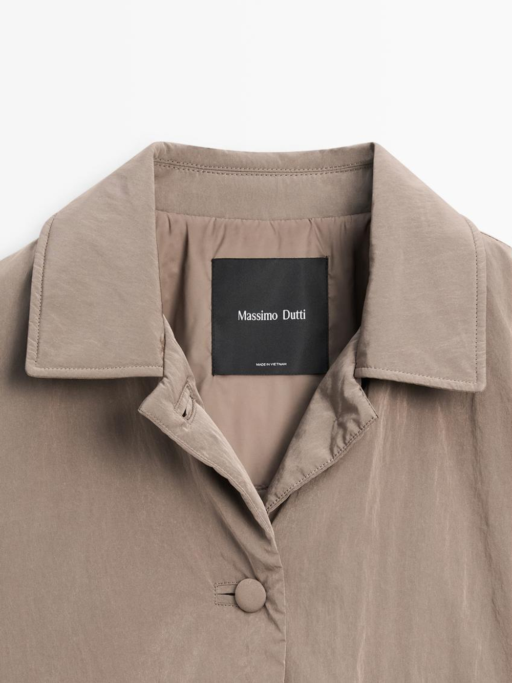 Massimo Dutti Укороченная стеганая куртка с обтяжными пуговицами, кротово-коричневый