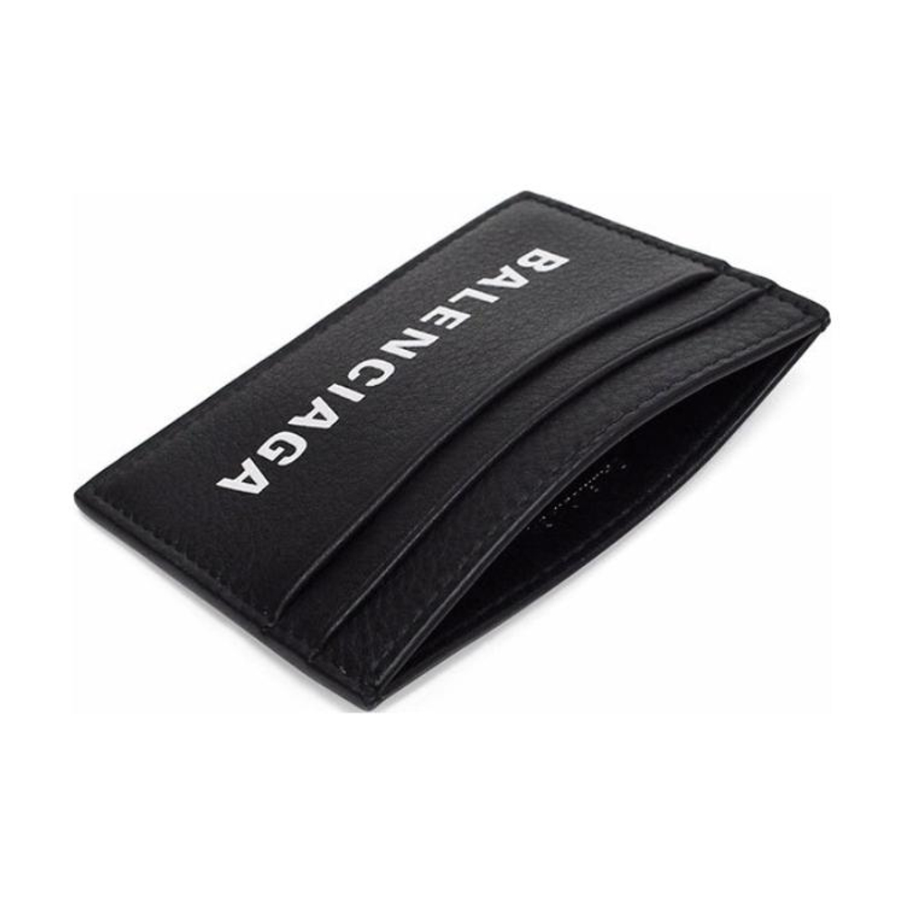 Balenciaga Cow Leather Card Holder Unisex Black