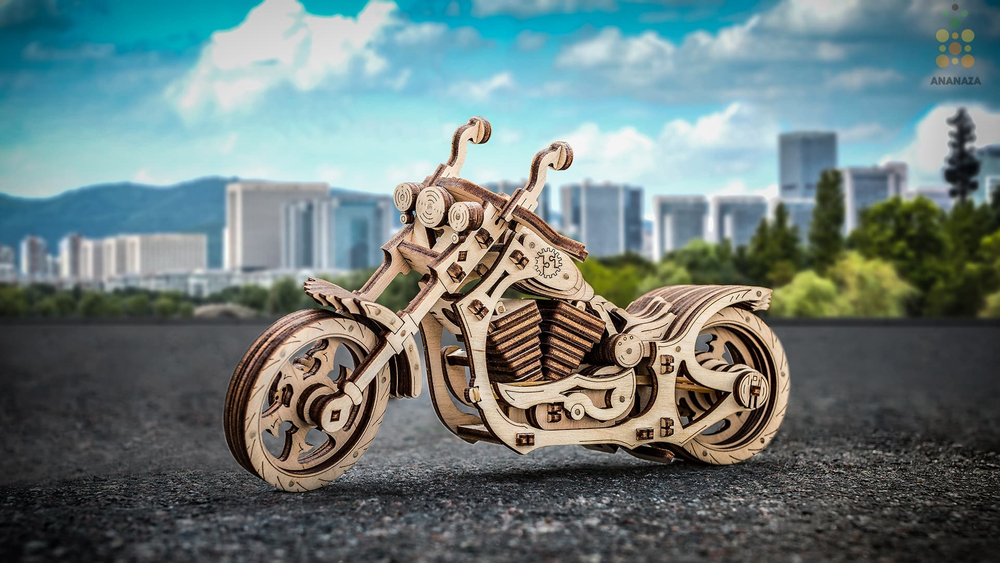 Мотоцикл Крузер (Cruiser) (EWA) - Деревянный конструктор, сборная модель, 3D пазл