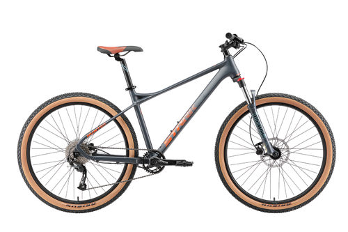 Велосипед 27.5" Stark'25 Hunter 27.3 HD р.16" антрацит матовый оранжевый металлик