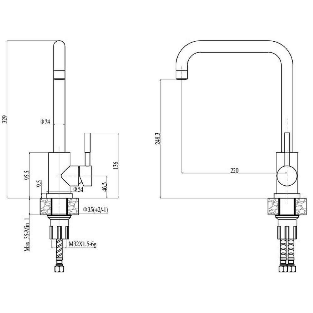 Смеситель для кухни Haiba HB70304-4, нержавеющая сталь