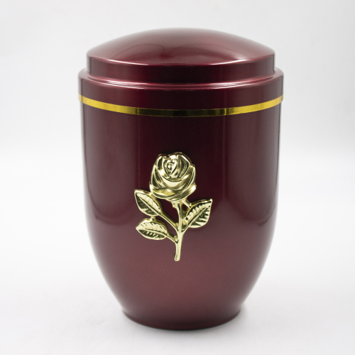 Урна для праха металл темно-красный "Роза"