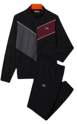 Мужской теннисный костюм Lacoste Stretch Fabric Tennis Sweatsuit - black/orange/bordeaux