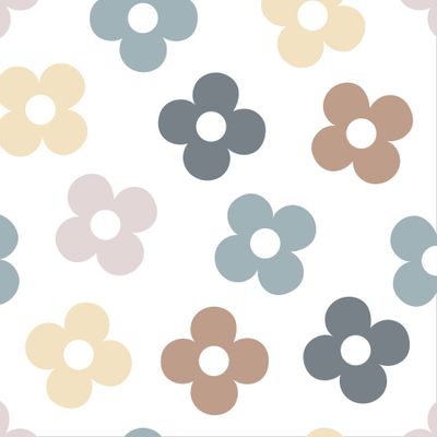 Разноцветные ромашки на белом фоне