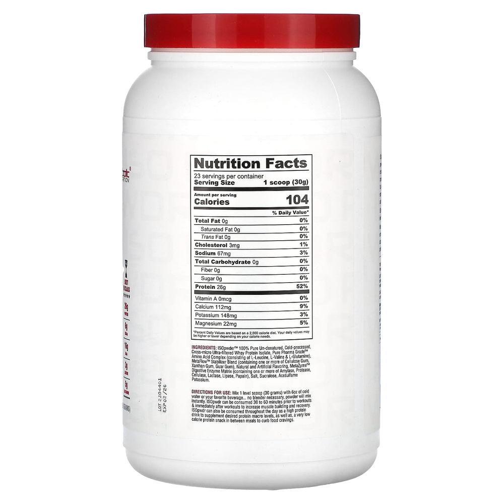 Metabolic Nutrition, ISOpwDR, изолят сывороточного протеина, со вкусом бананового крема, 690 г (1,52 фунта)