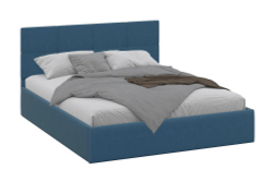Кровать Лондон, спальное место 160х200, обивка велюр синий, лдсп