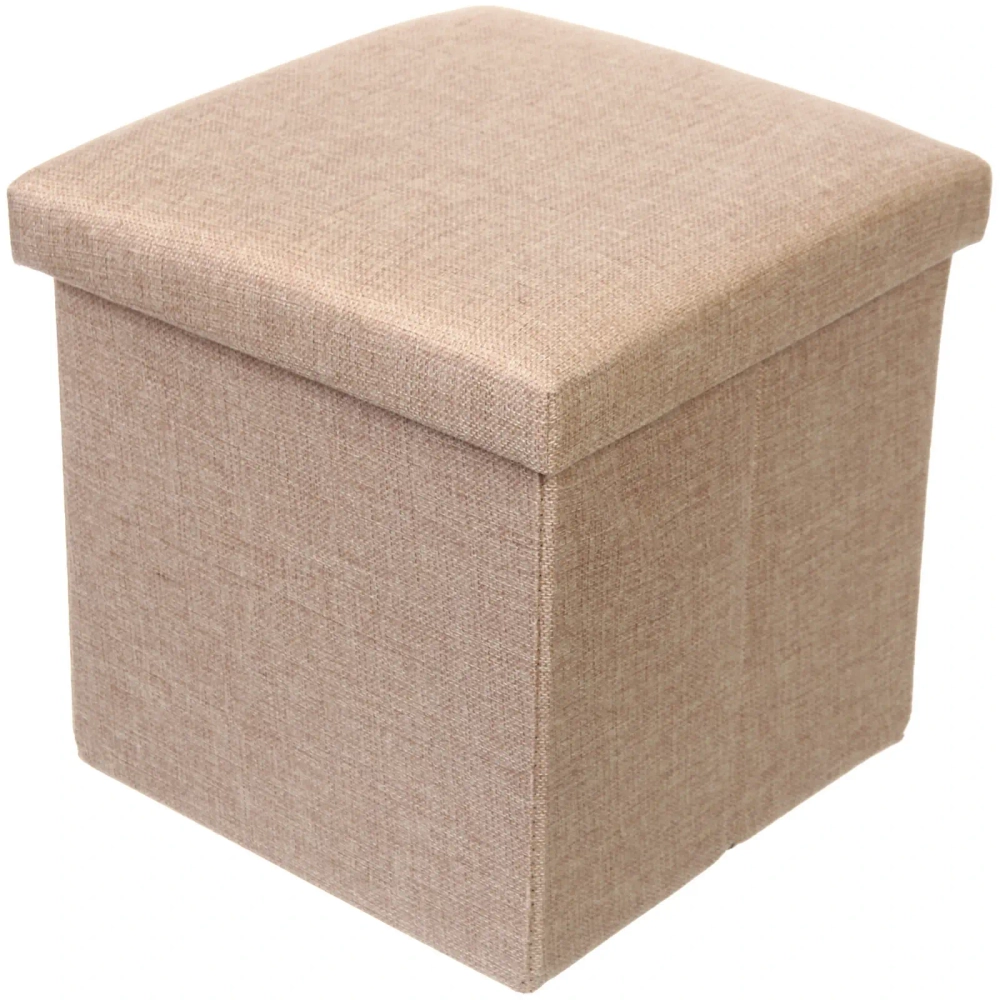 Пуфик для хранения вещей складной «ВЕСТА», цвет пастельно бежевый, 31*31*30.5см