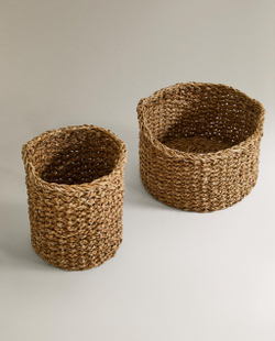 Zara Home Корзина из морской травы, цвет бежевый, 25 см