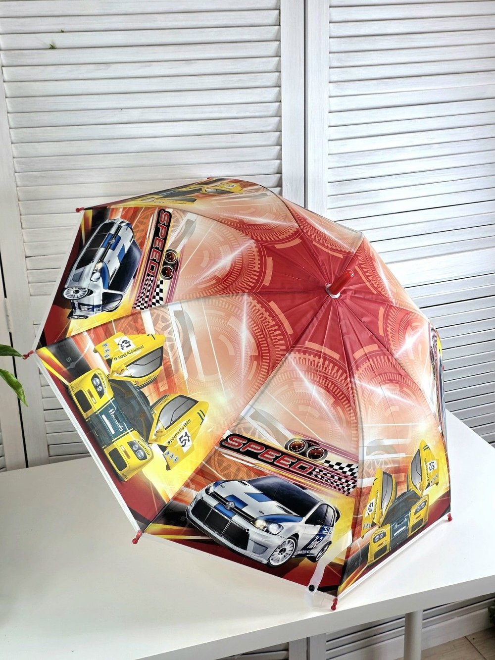 Зонт детский Гоночные машинки 48,5 см красный (202002036-1)