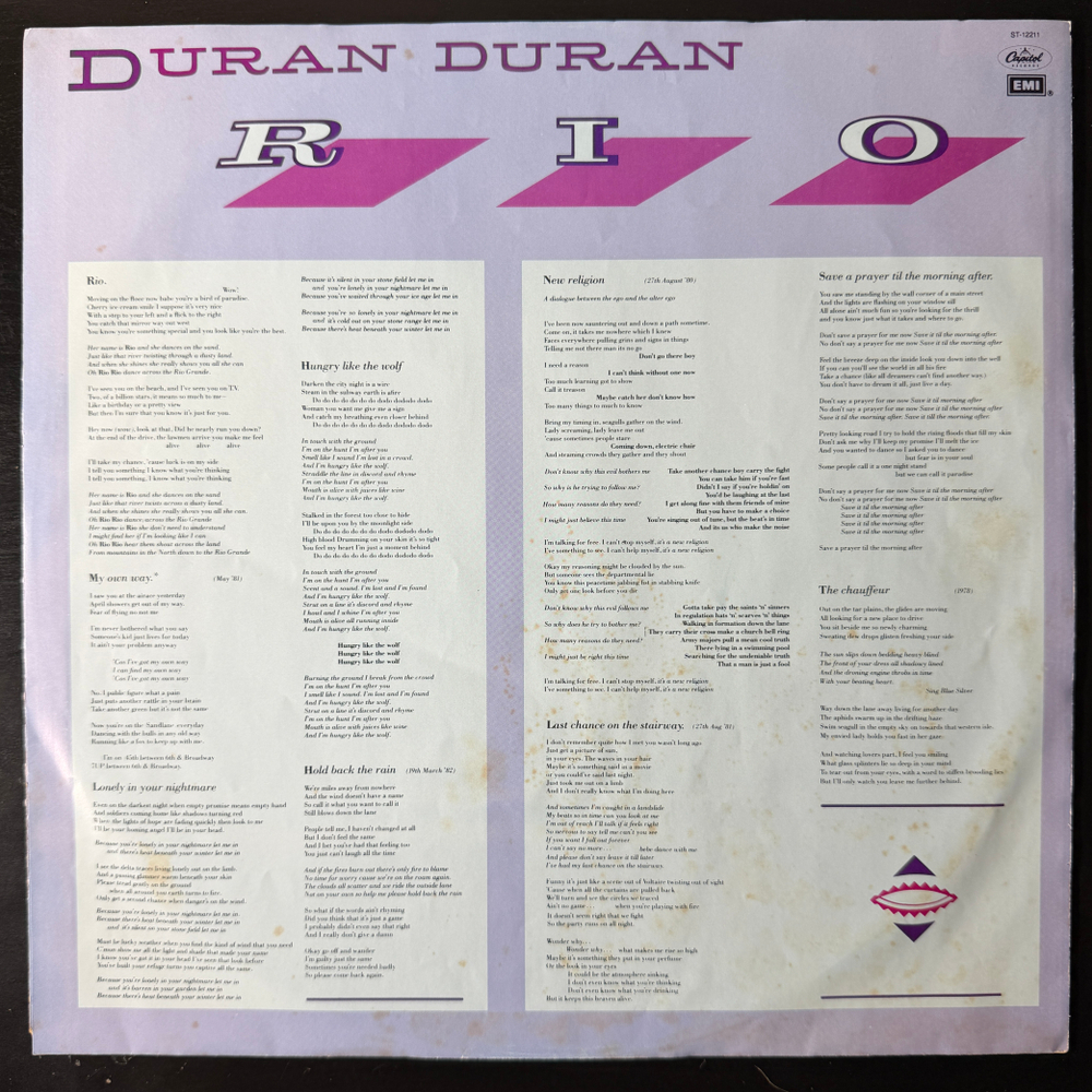 Duran Duran ‎– Rio (США 1982г.)