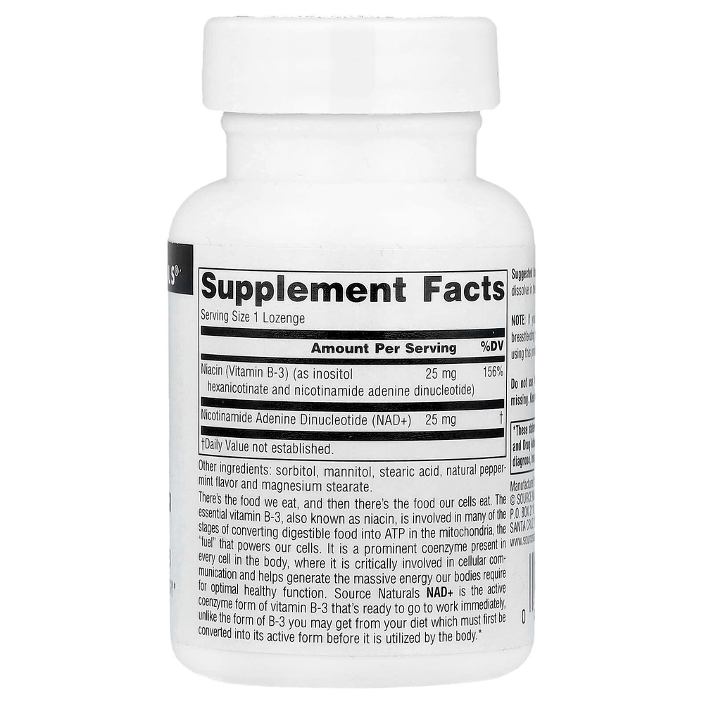 Source Naturals, NAD+, коферментированный витамин B3, 60 пастилок