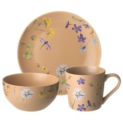 НАБОР ПОСУДЫ LEFARD "FLOWERS" 3 ПРЕДМЕТА: КРУЖКА 390МЛ, САЛАТНИК 640МЛ, ТАРЕЛКА 20,5СМ