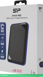 Внешний накопитель Silicon Power Armor A62 1Tb черный/синий (SP010TBPHD62SS3B)