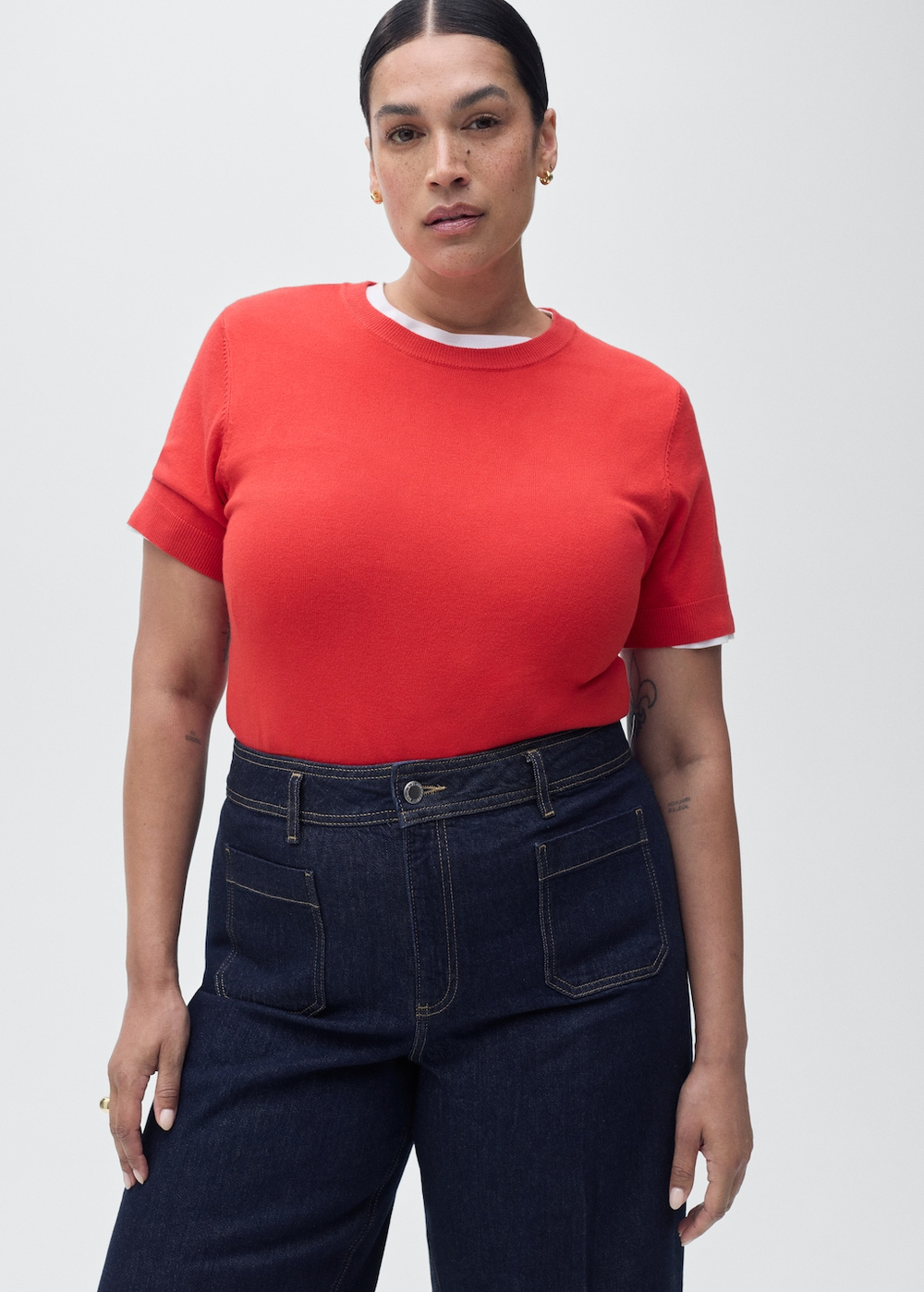 Джинсы wideleg с карманами