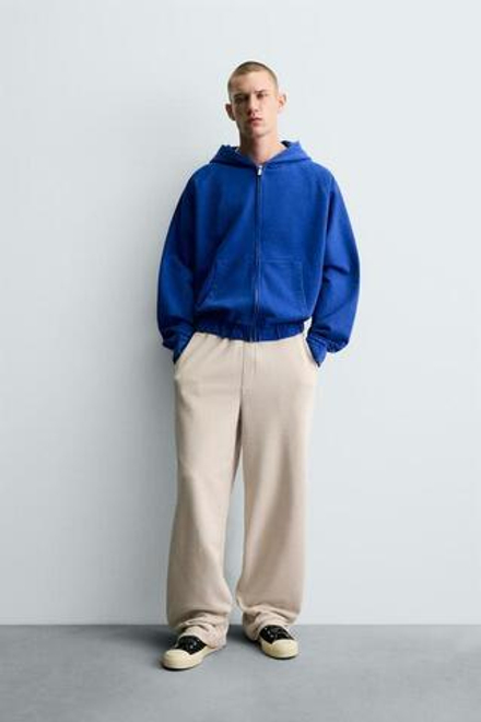 ZARA ДЖОГГЕРЫ WIDE-FIT, СВЕТЛО-БЕЖЕВЫЙ