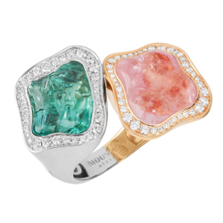 Кольцо с Турмалином, Морганитом и Бриллиантами, R0030-10/1