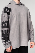 Кофта WASHED-OFF OVERSIZED PULLOVER HOODIE NO BS 371 Светло-Серая