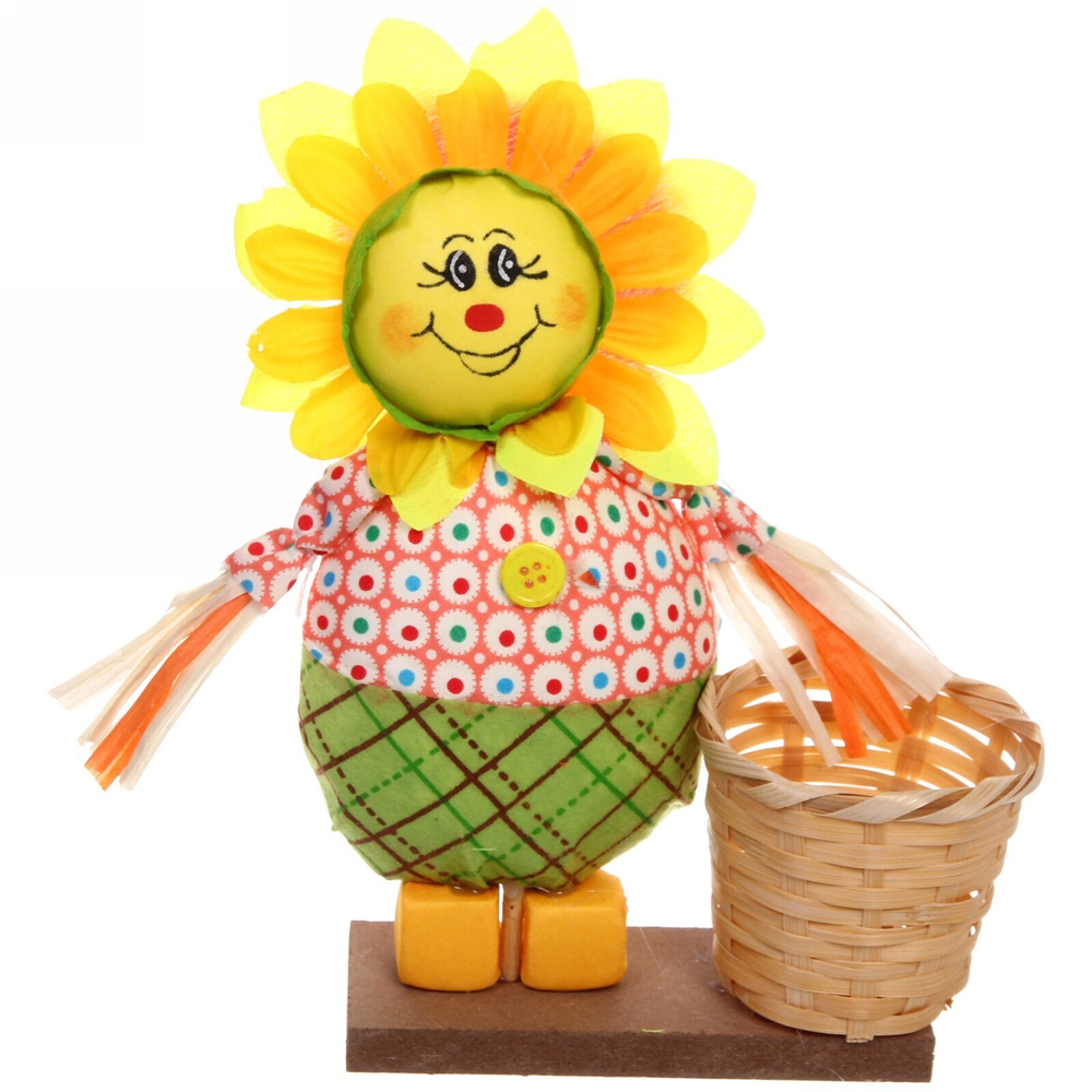 Кашпо плетеное с фигурой d-8см «Подсолнух» 22см ДоброСад