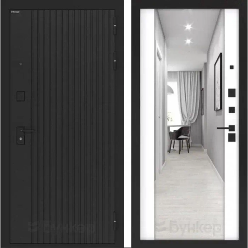 Входная дверь Лофт черный/Белый софт - 1148