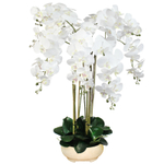 Искусственные Орхидеи 7 веток белые 80см в широком кашпо