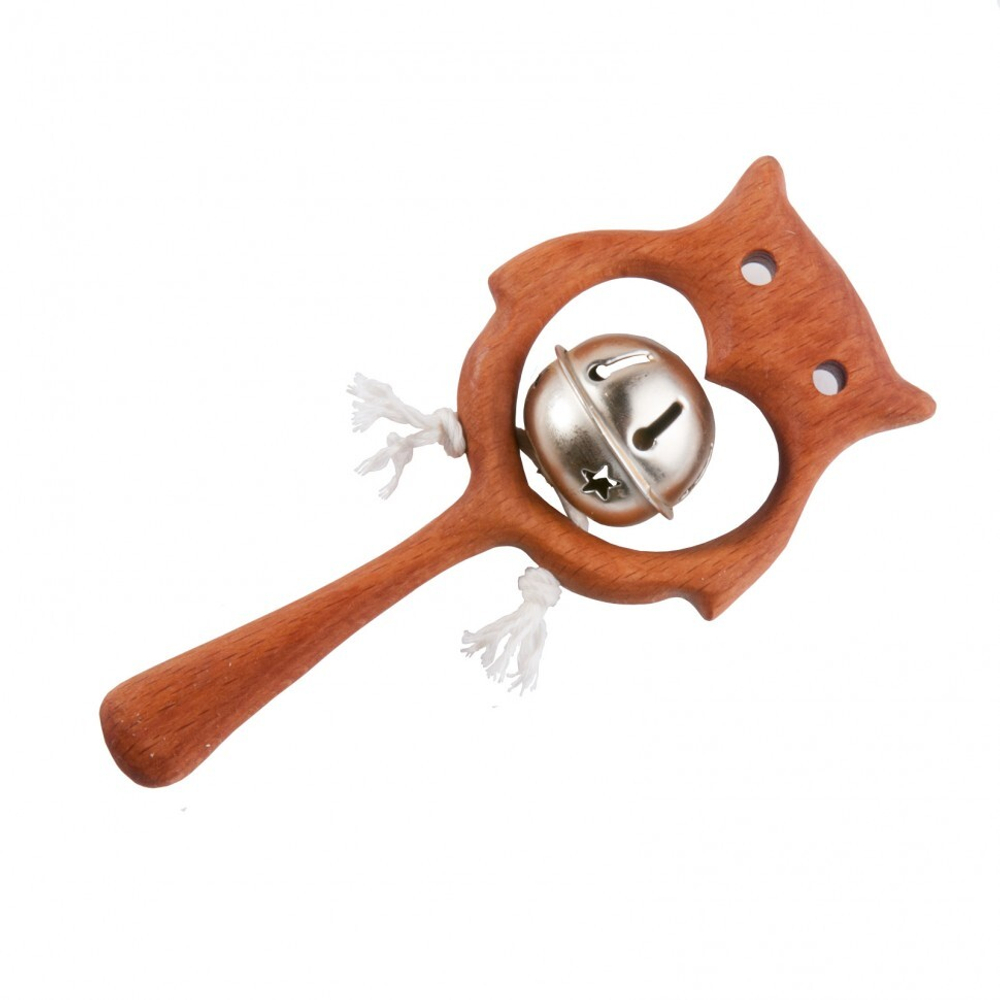 Деревянная погремушка с бубенцом Совушка Леснушки