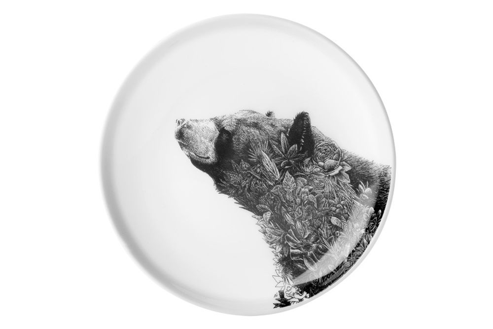 Фарфоровая тарелка Черный медведь MW637-DX0527, 20 см, белый/декор