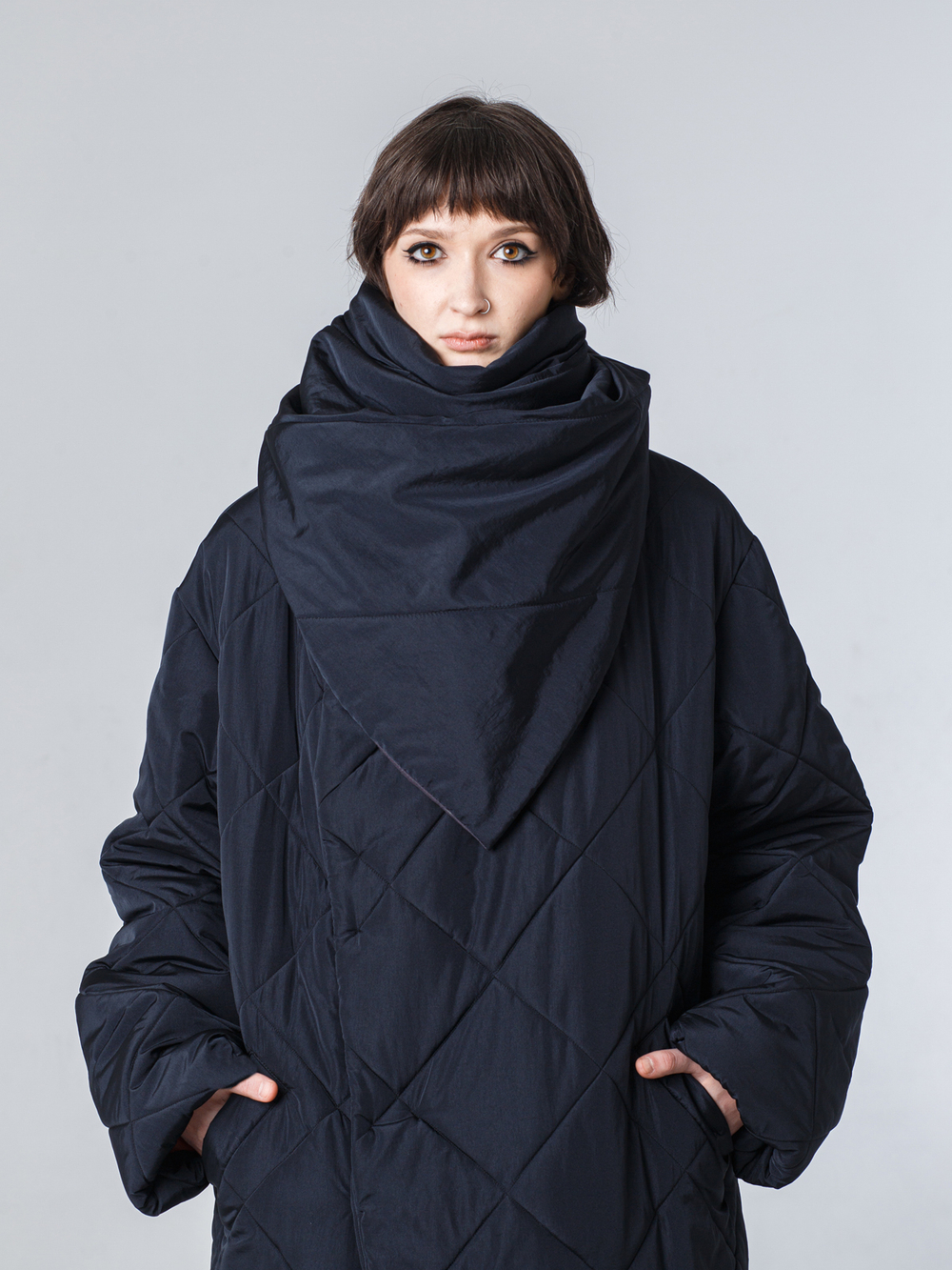 Утепленный платок "Косынка". Черный