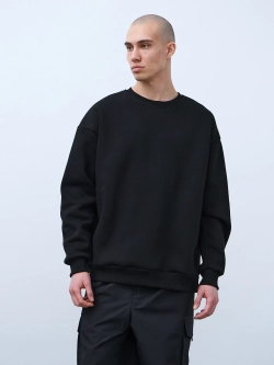 Свитшот оверсайз, с начесом (черный)