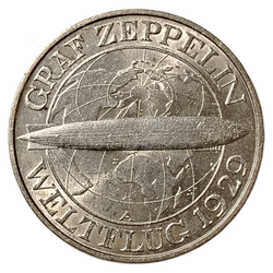 Монета Германии 3 рейхсмарки 1930 год "Веймар Цеппелин"