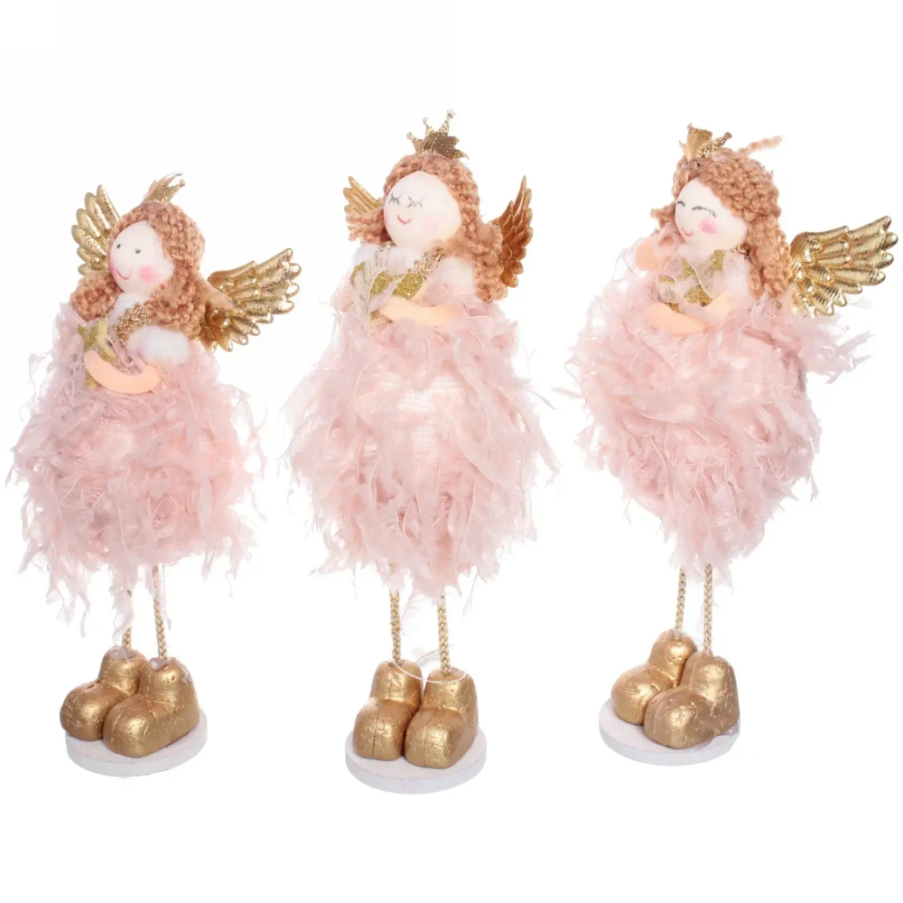 Фигурка новогодняя «Ангел с крыльями» 17 см, розовый