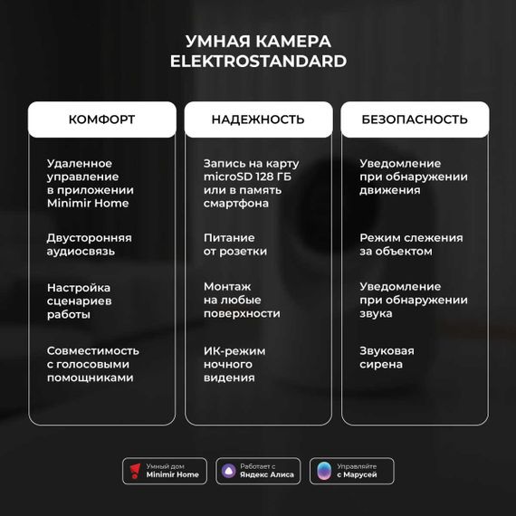 Умная видеокамера белая IP20 Elektrostandard 76500/00 a069149