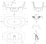 Ванна акриловая Vincea VBT-708-1600, 1600*800*585, цвет белый, щелевой перелив, слив белый