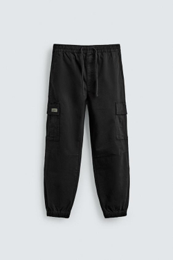 ZARA БРЮКИ КАРГО SLIM FIT, ЧЕРНЫЙ