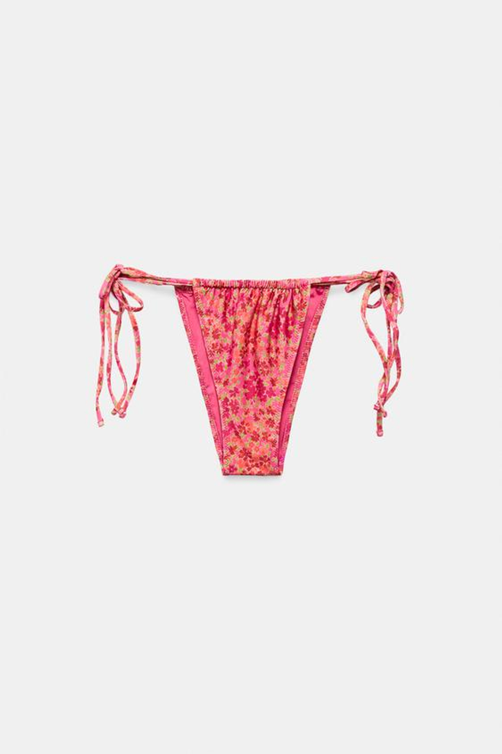 ZARA ПЛАВКИ-БИКИНИ С ЦВЕТОЧНЫМ ПРИНТОМ И ЗАВЯЗКАМИ, РОЗОВЫЙ
