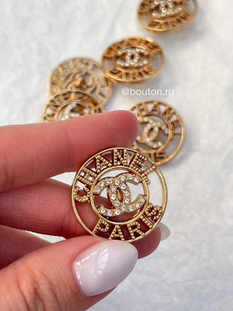 Пуговицы Шан. Золотые Стразы 24 мм
