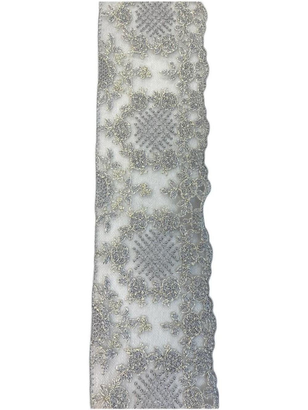 кружево на сетке вышивка шелк/хлопок (Франция) ш-7см отрез 1 м