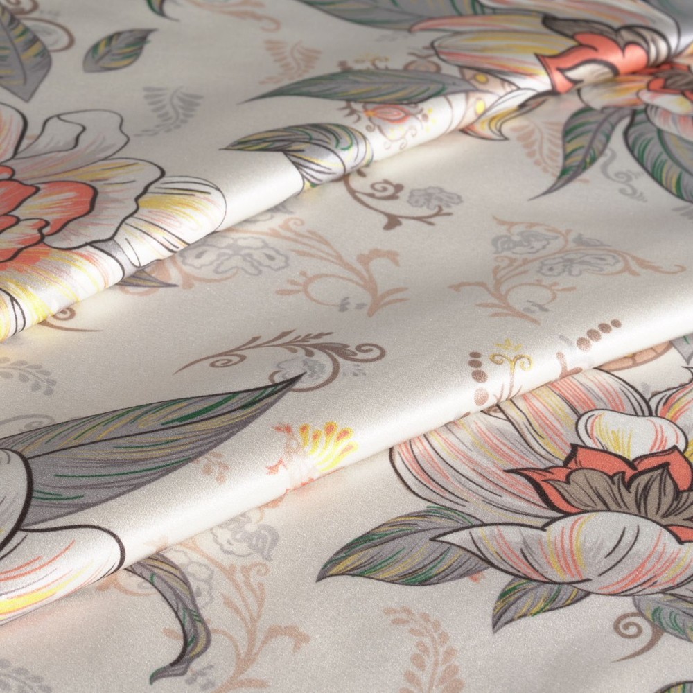 Наволочка 50x70 Mollen Лазоревый цветок жемчужно-белая шелковая