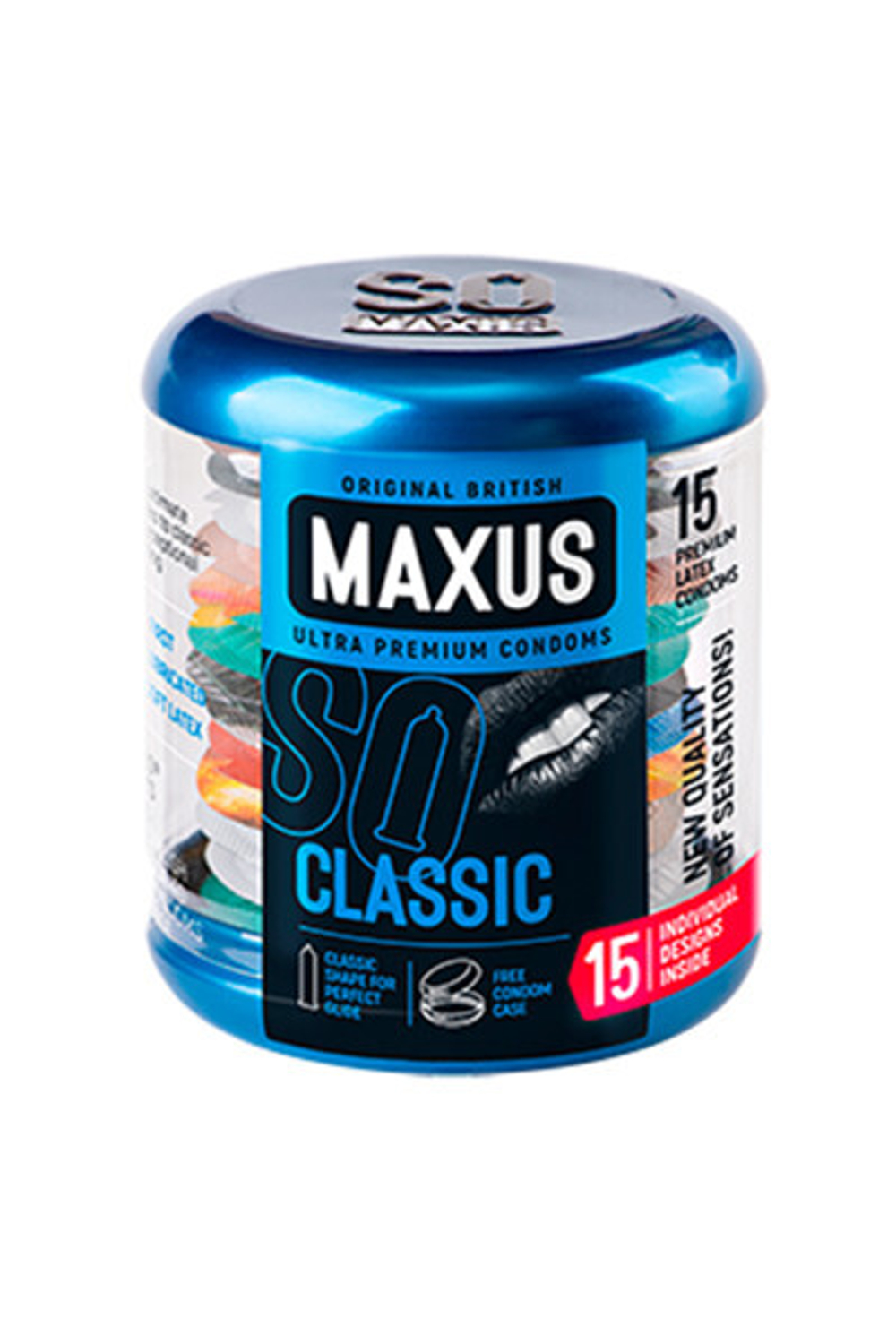 ПРЕЗЕРВАТИВЫ MAXUS, КЛАССИЧЕСКИЕ, ЛАТЕКС, ЖЕЛЕЗНЫЙ КЕЙС, 18 СМ, 5,3 СМ, 15 ШТ.