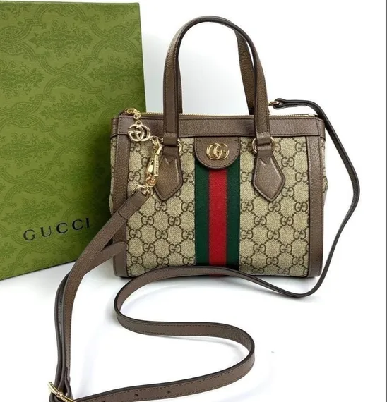 Маленькая сумка-тоут Gucci Ophidia с узором Gg