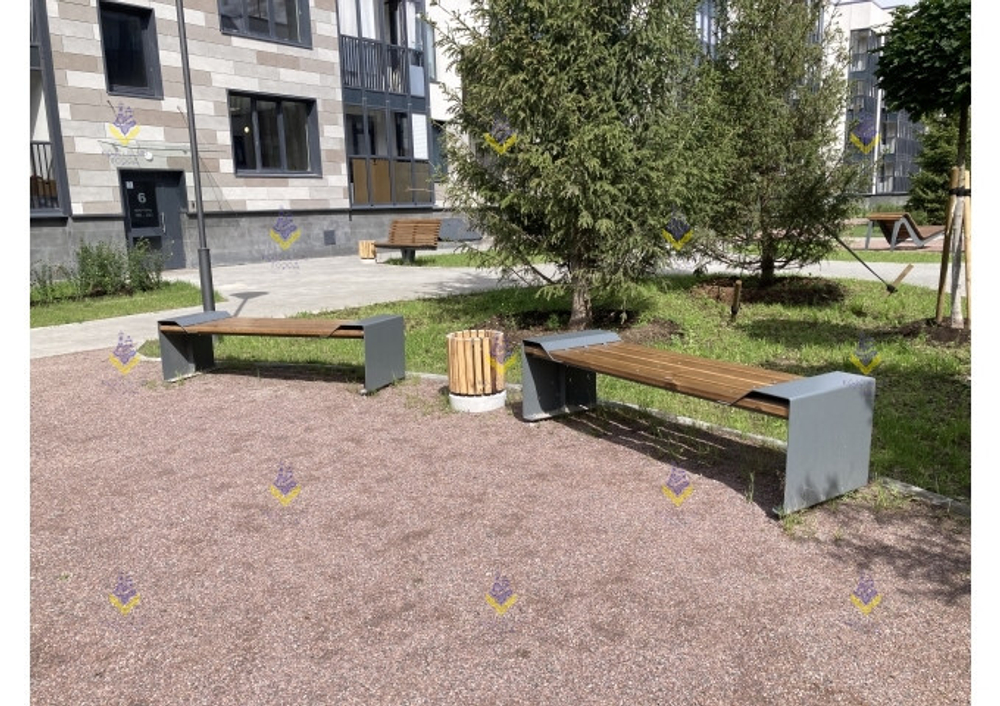 Скамья парковая на металлическом основании без спинки