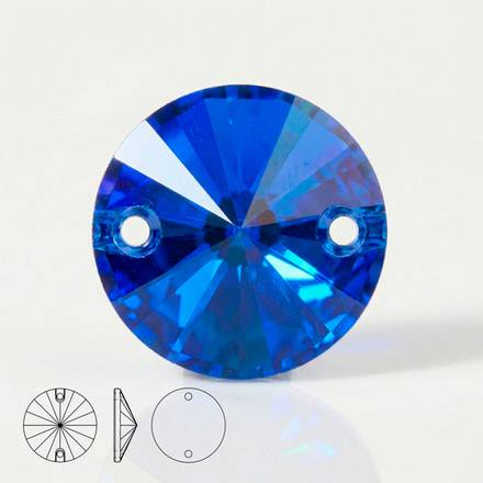 Стразы пришивные из стекла, цвет Blue, форма Rivoli
