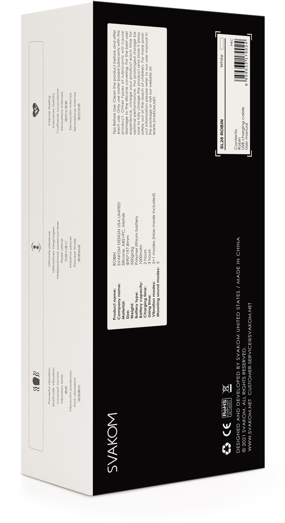 Белый вибромастурбатор 19,8см Svakom Robin SL28