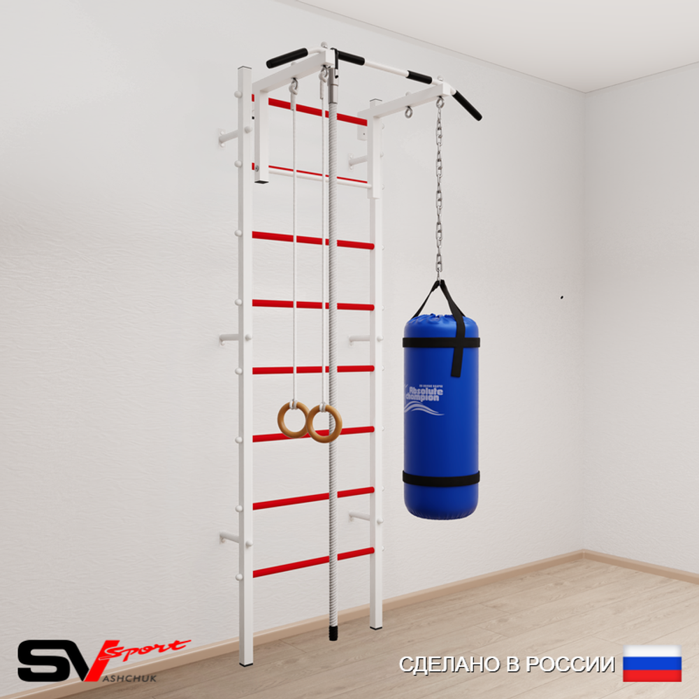 Шведская стенка Sv Sport 5132 (Турник стандарт/Канат/Кольца/Цепь/Мешок 22кг)