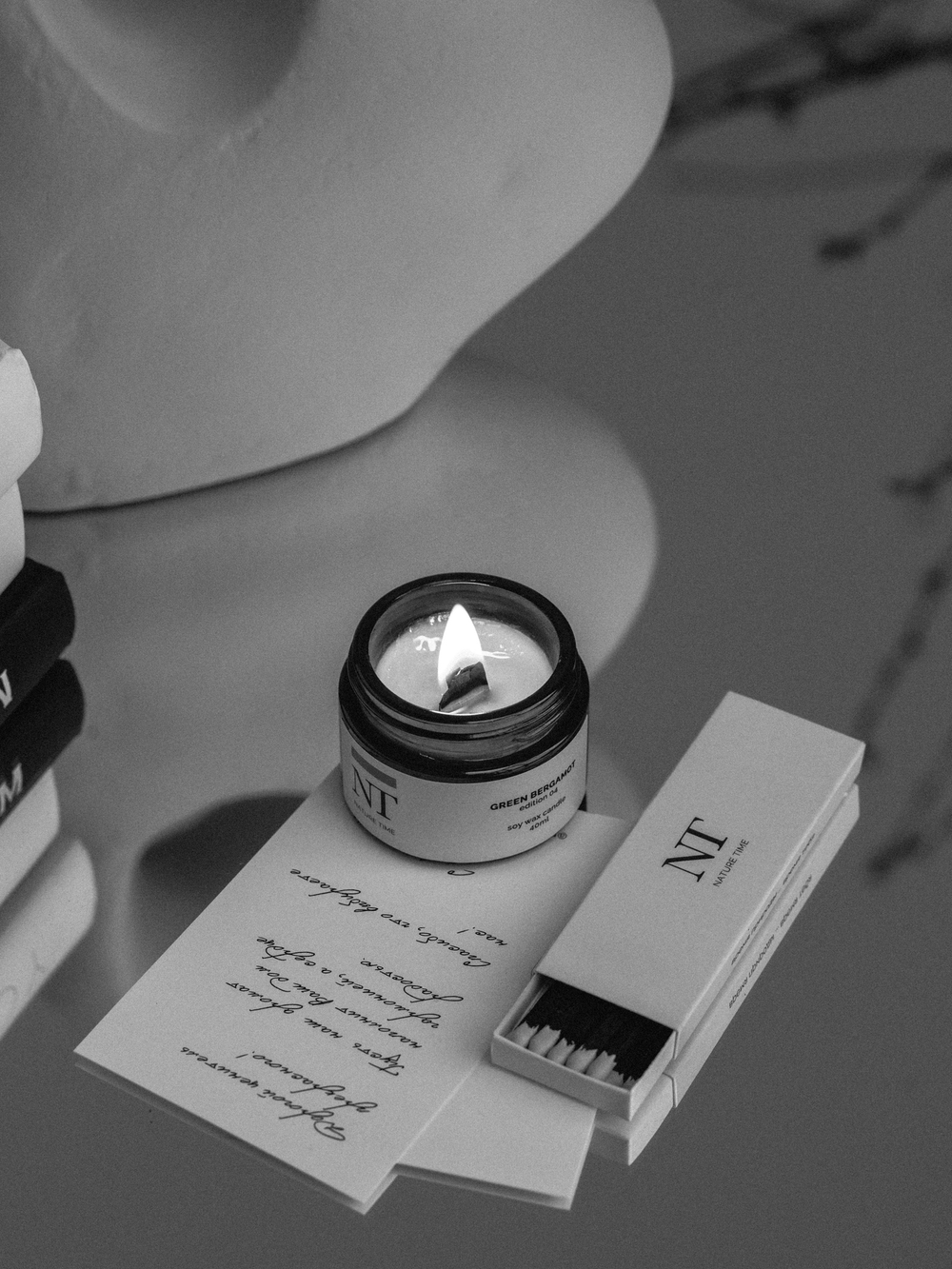 Подарочный набор: свеча 40 мл / GREEN BERGAMOT / ed.04 (Зеленый бергамот) + спички