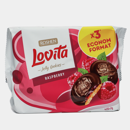 Печенье сдобное Roshen Lovita Jelly Cookies Raspberry Flavour 420 гр