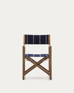 Уличный складной стул Vilara в сине-бежевую полоску из акации