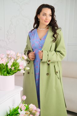 Платье с тюльпанами и контрастными манжетами