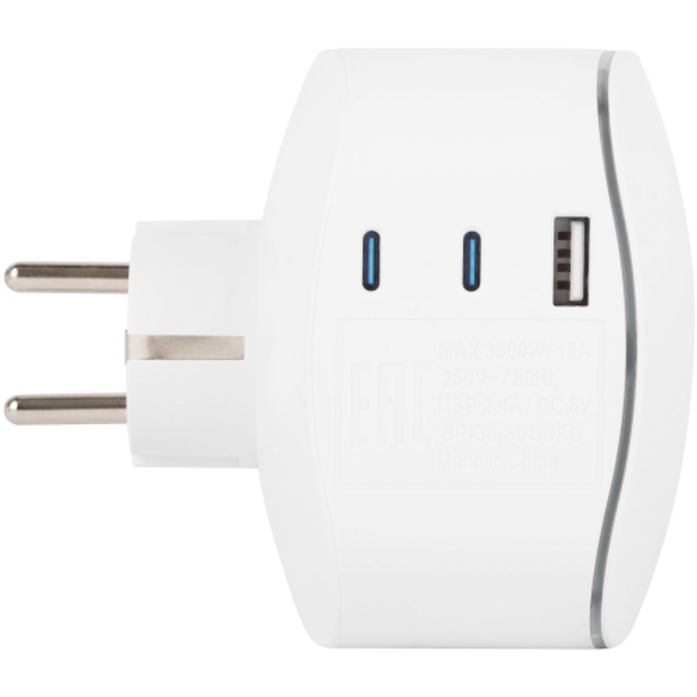Разветвитель электрический ЭРА SP-3e-3USBAC-W на 3 розетки + 3 USB A+C с заземлением со шторками 16А белый | Тройники