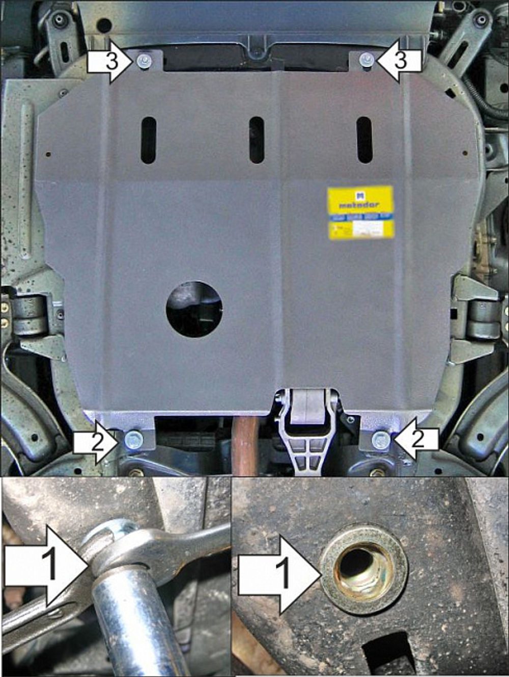 Защита картера двигателя, КПП. 2 мм, Сталь. для Opel Combo 2001-2003, Motodor.71502